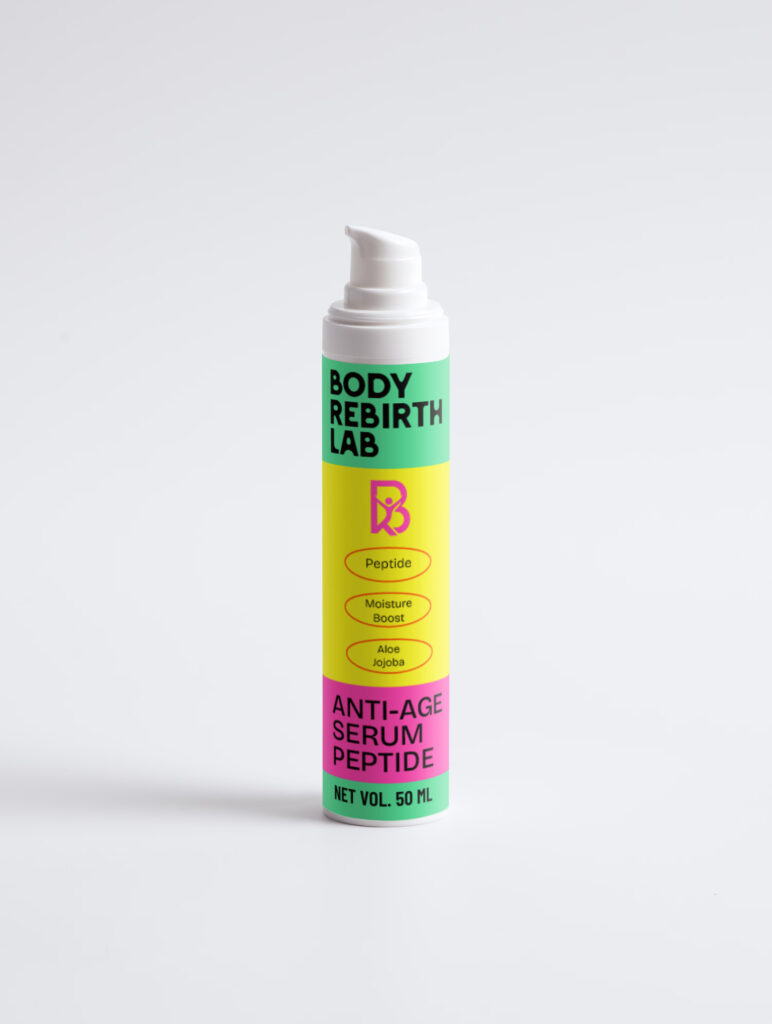 BodyRebirthLab Peptide Ageless AM/PM Cream 50 ml pump bottle photographed alone on a pale background