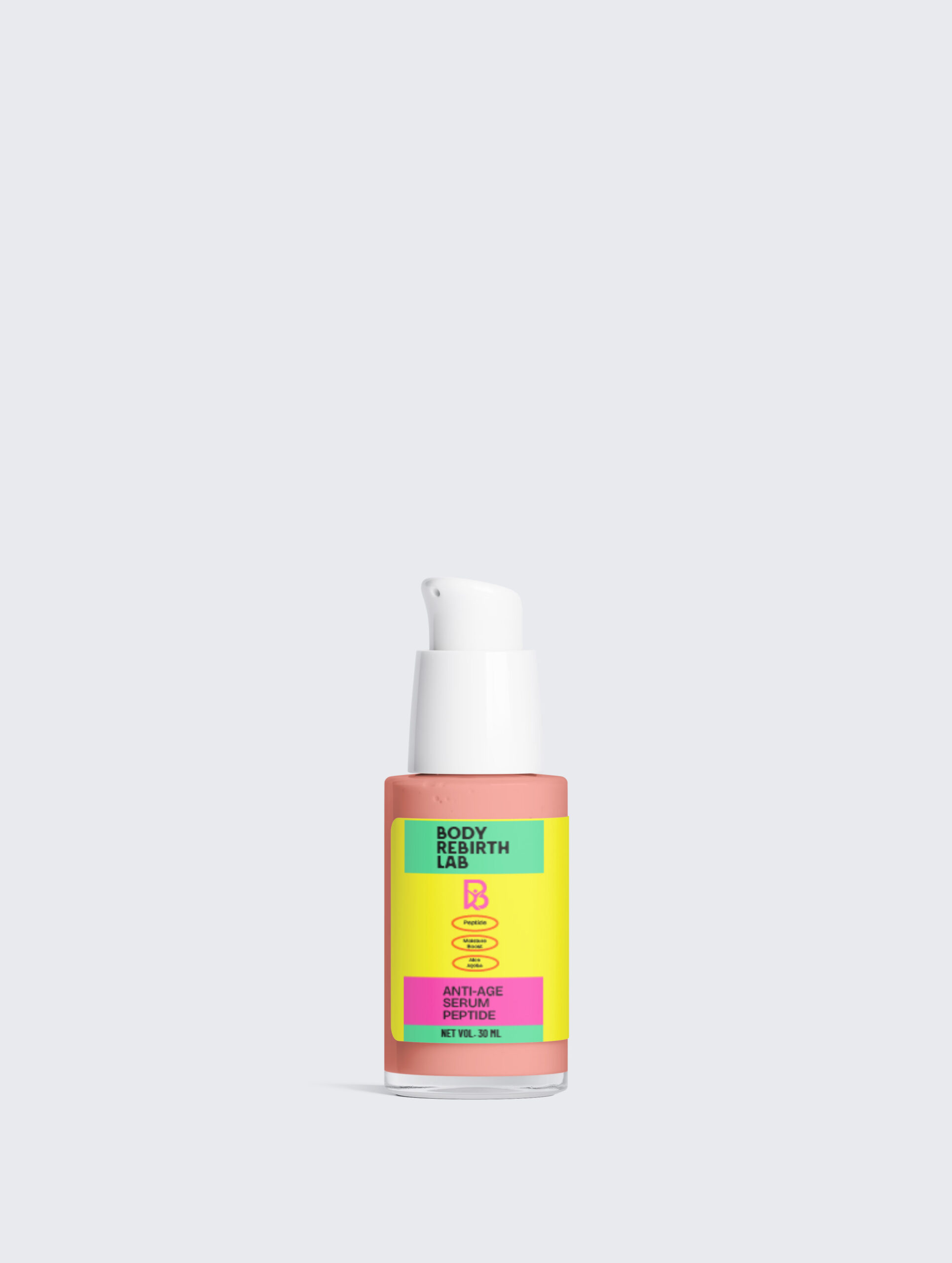 BodyRebirthLab Peptide Anti-Aging Serum 30 ml bottle photographed alone on a pale grey background